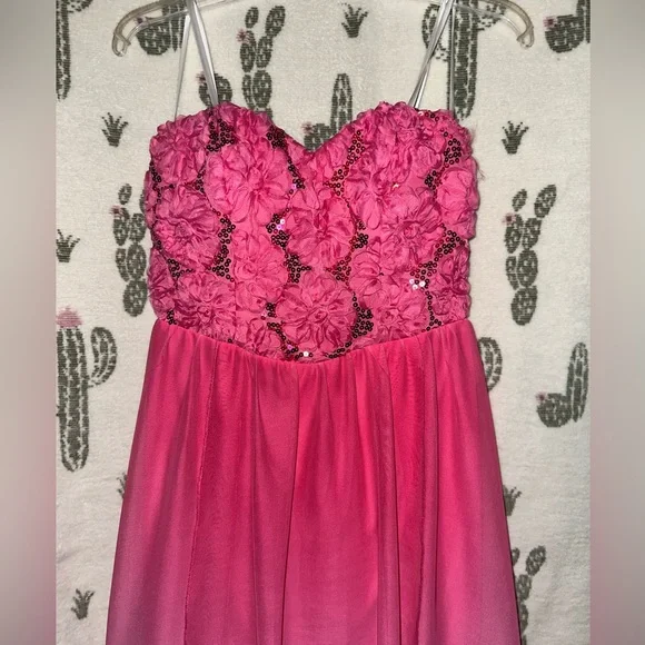 Strapless Pink Floral Dress - Picture 3 of 5